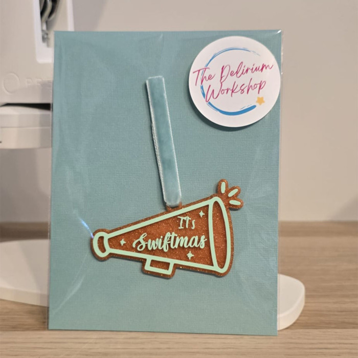 Ornement de Noël Swiftmas – Mégaphone orange pailleté