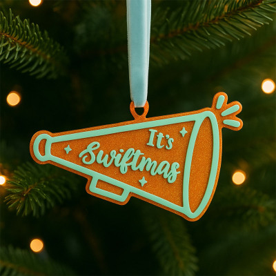 Ornement de Noël Swiftmas – Mégaphone orange pailleté