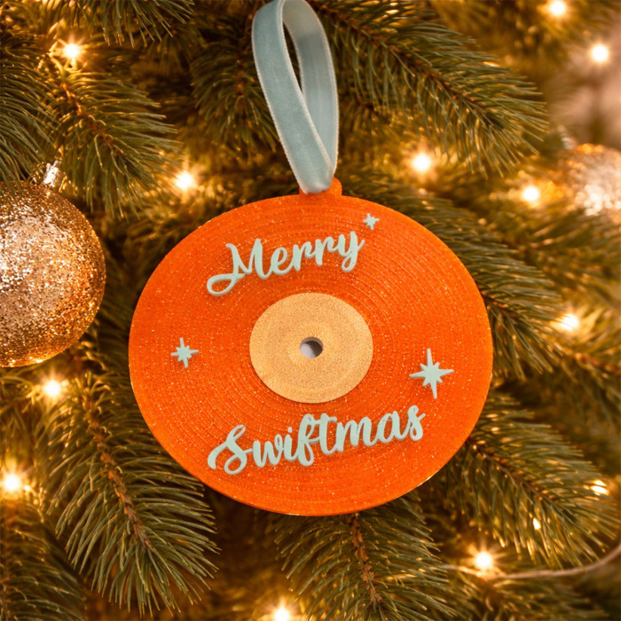 Ornement de Noël vinyle Merry Swiftmas | Décoration originale de sapin