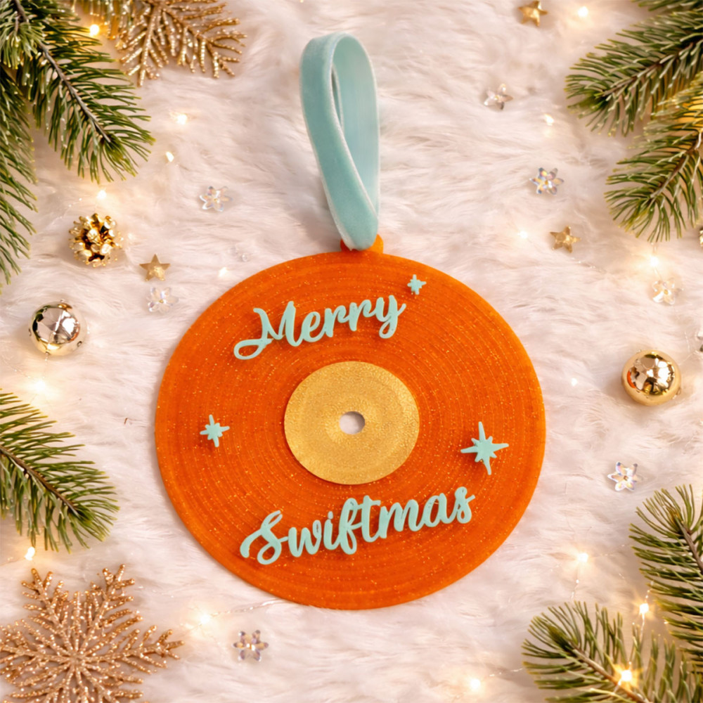 Ornement de Noël vinyle Merry Swiftmas | Décoration originale de sapin