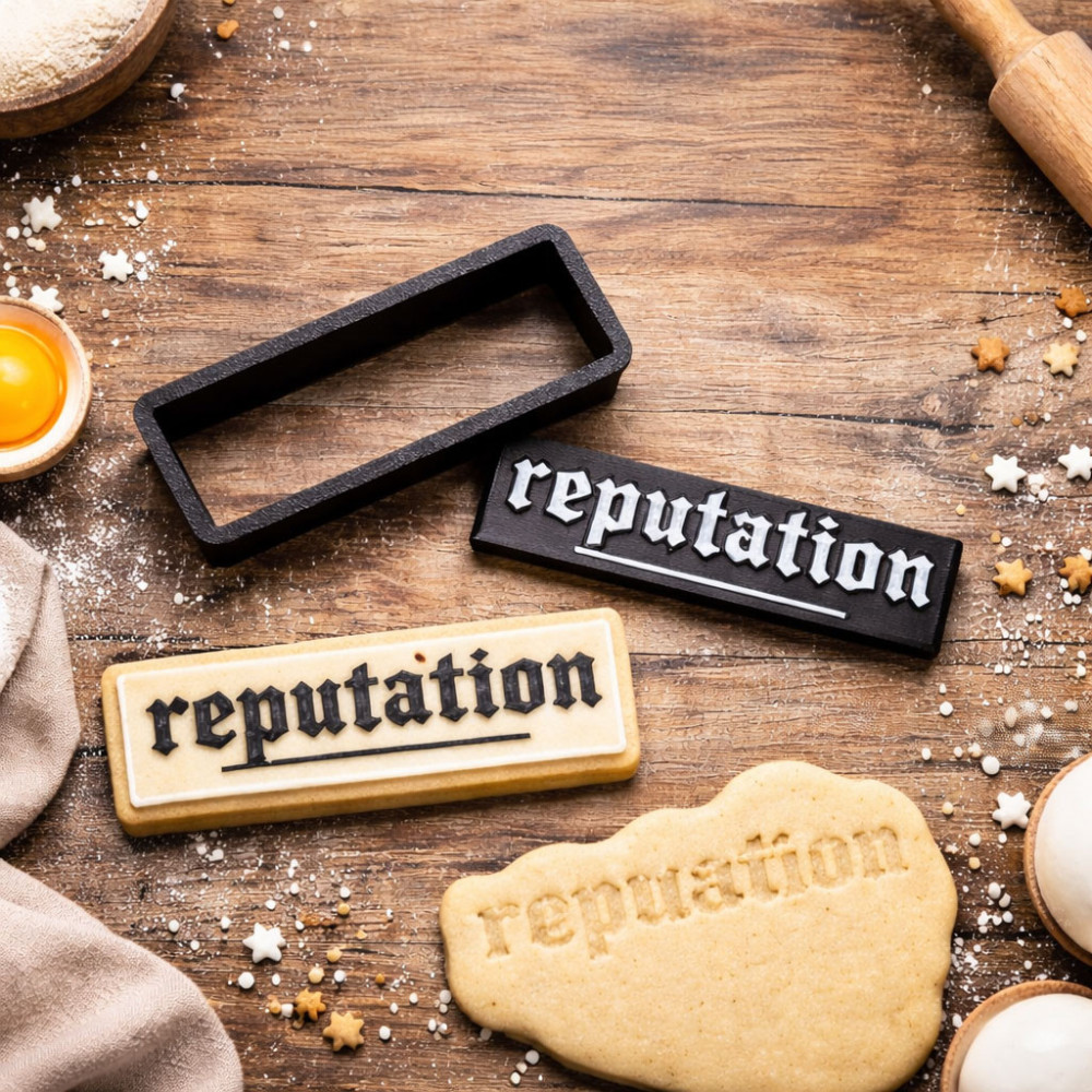 Emporte-pièce Reputation – Tampon biscuit 2-en-1 imprimé en 3D
