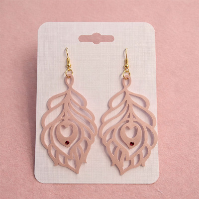 Boucles d’oreilles plume cœur en simili cuir – légères, sans nickel