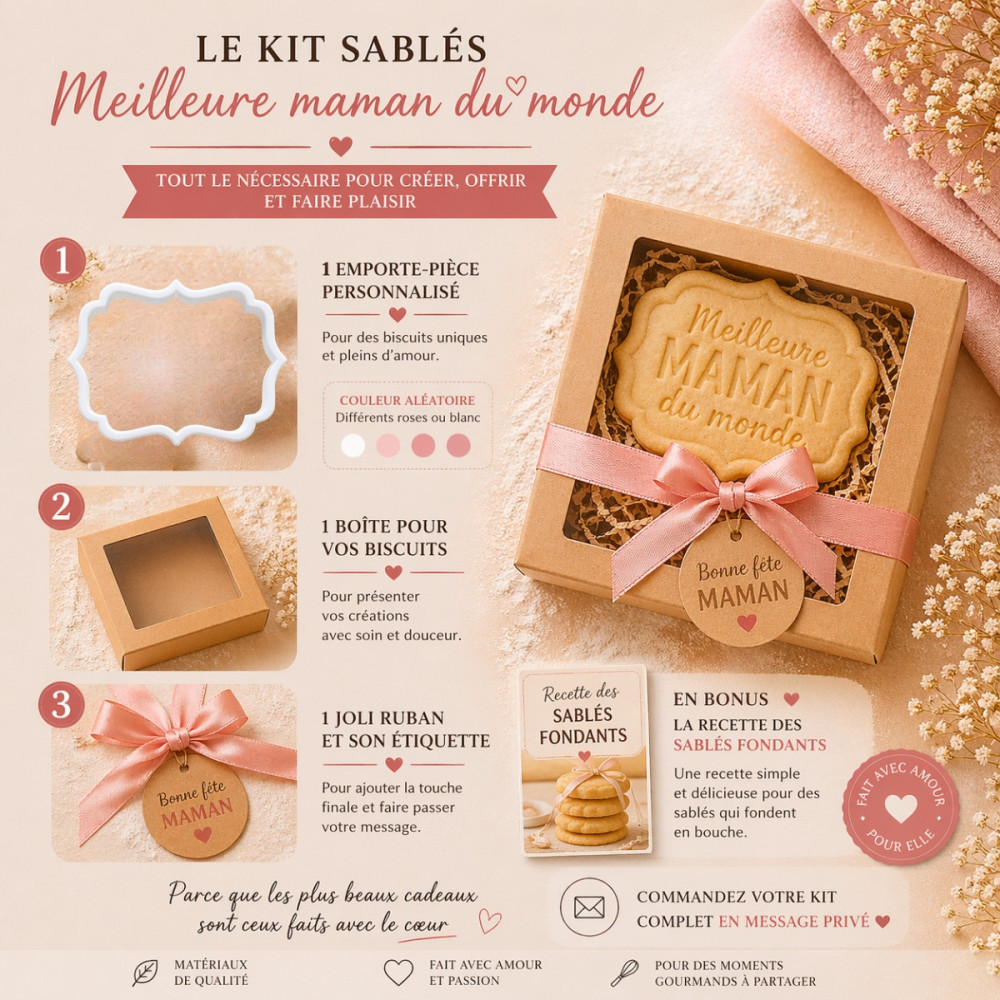 Kit sablés personnalisés “Meilleure maman du monde” – Coffret cadeau fête des mères