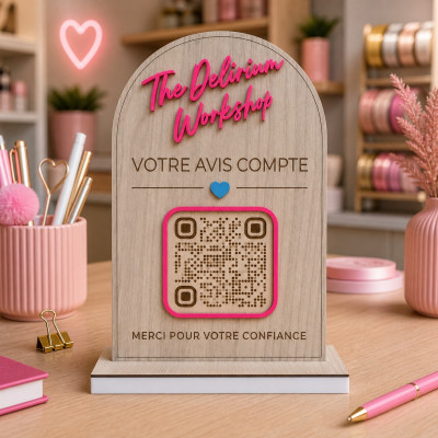 Borne Avis Client Personnalisée | QR Code Bois